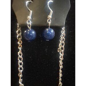 Blue Teardrop Pendant Necklace & Earrings Set
